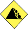 Falling Rocks Ahead road sign